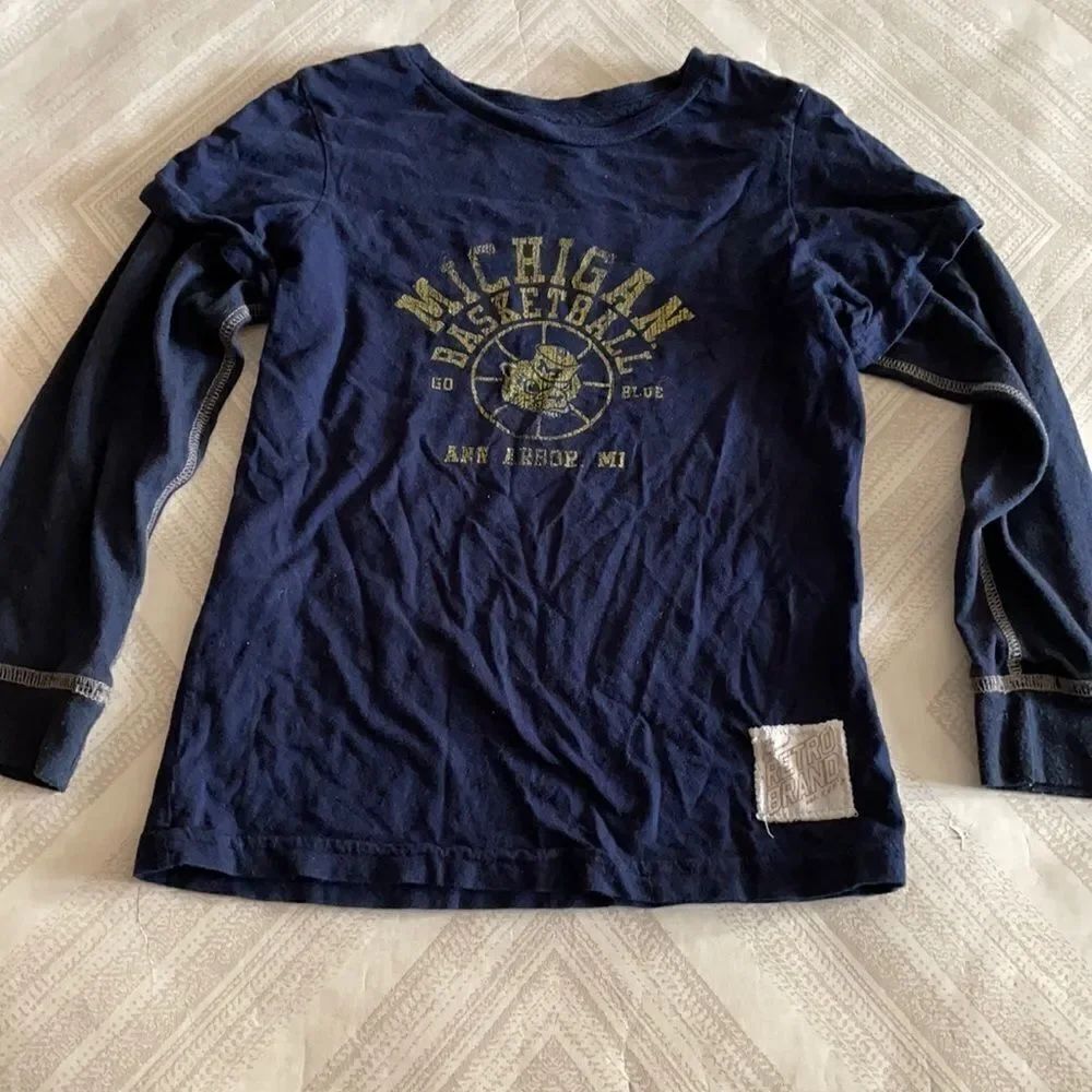 Original Retro Brand Navy Blue Michigan Long Sleeve Shirt
